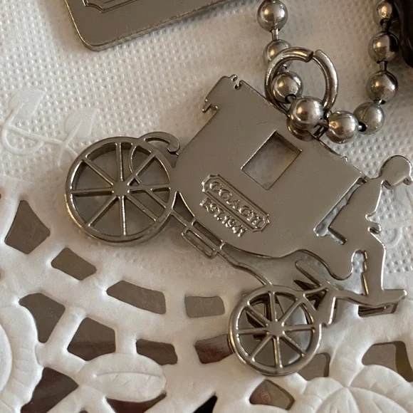 RARE Coach brown and silver hang tag - bag charm set - Picture 4 of 12